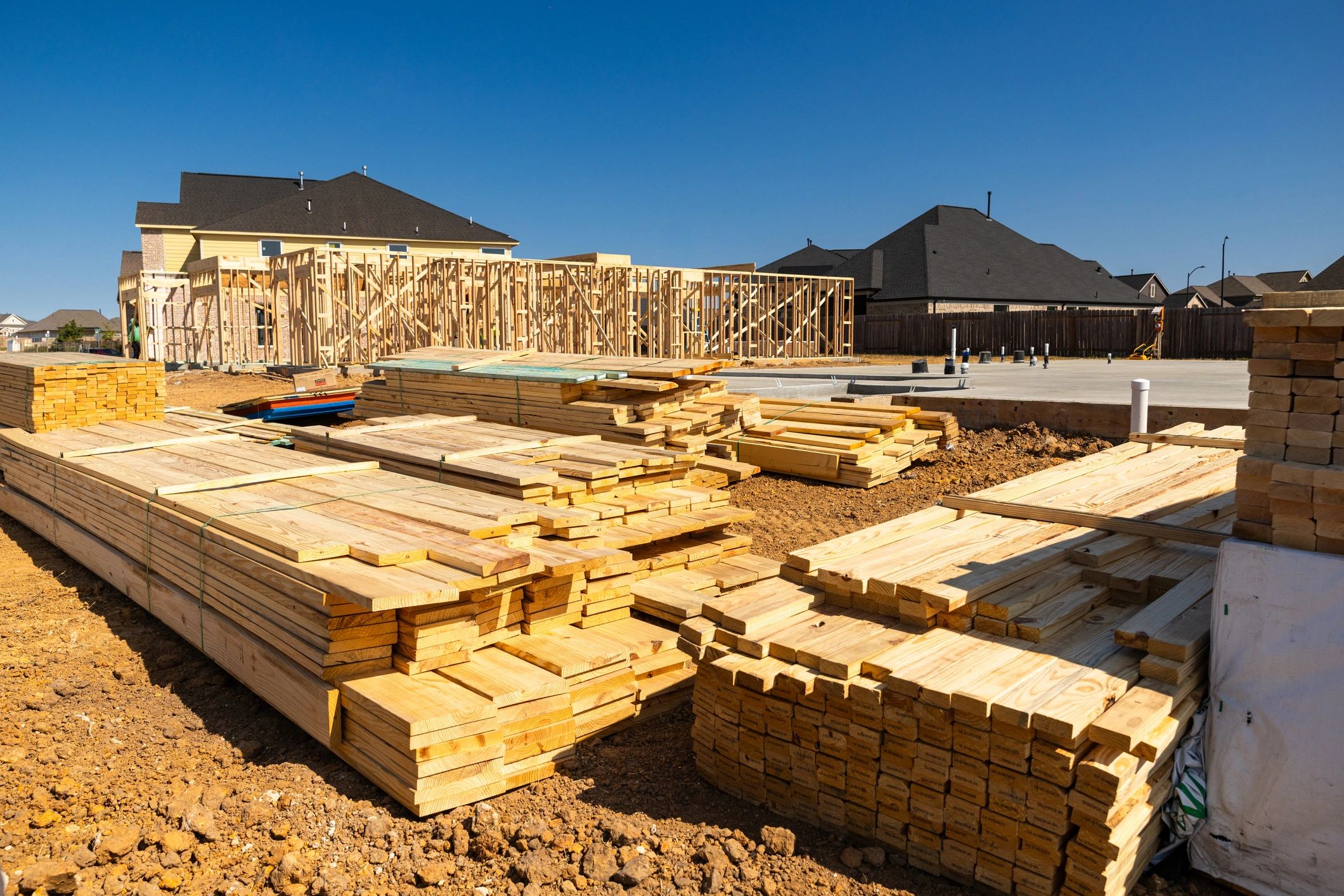 Framing in progress for new ground up construction