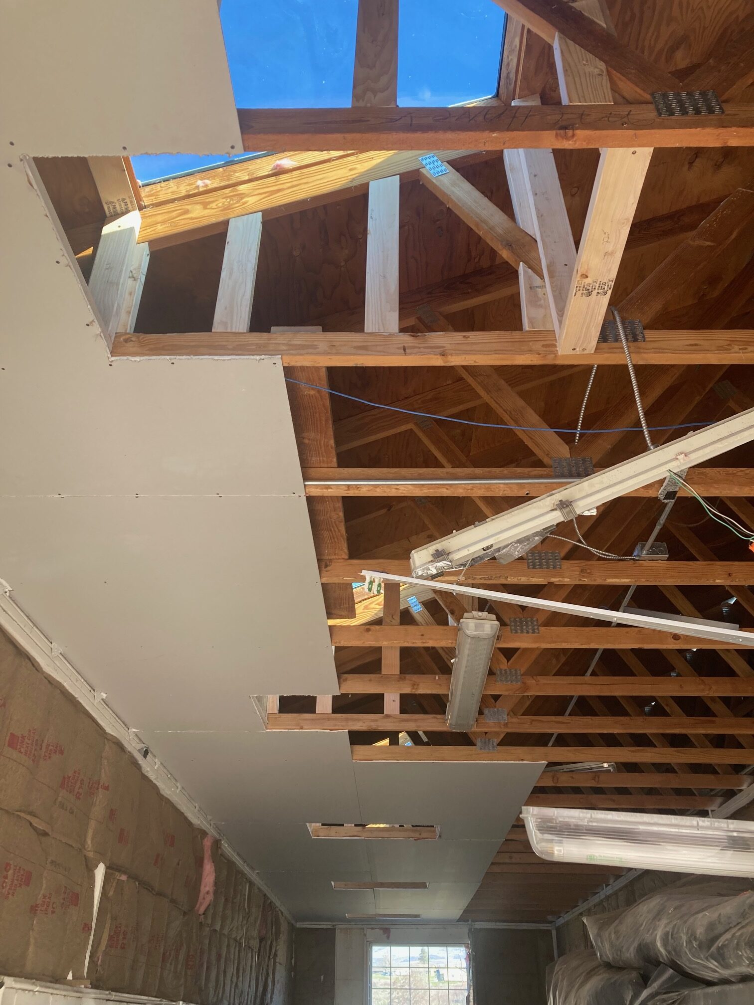 Interior skylight project showing finished trim and natural light