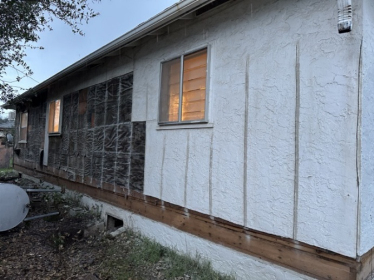 Exterior rebuild in progress at Lowden Lane remodel