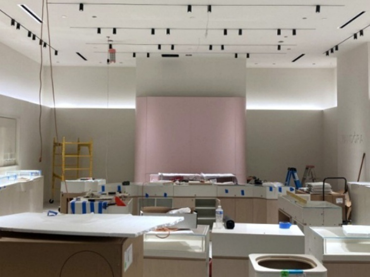 Retail fixture buildout in progress