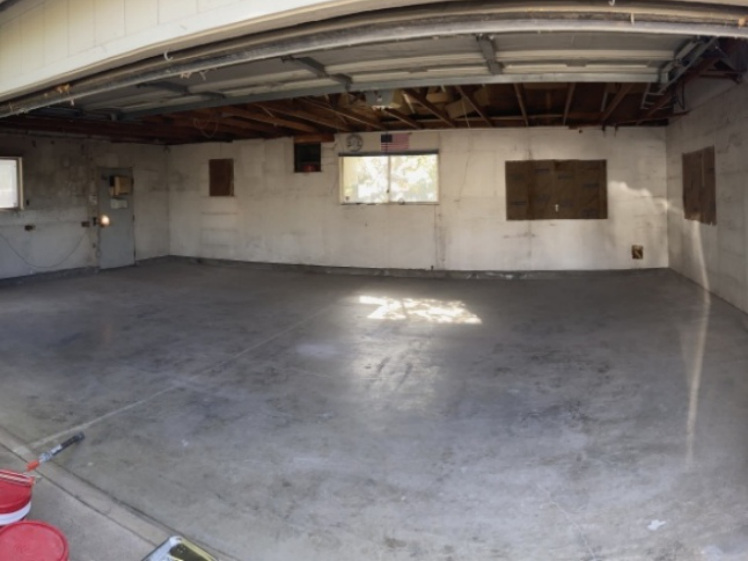 Original garage interior before ADU conversion