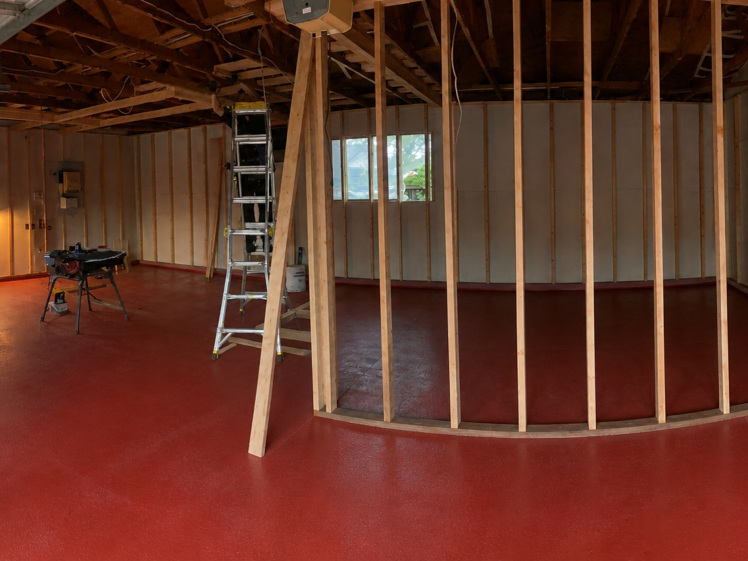 Interior framing during garage to ADU build