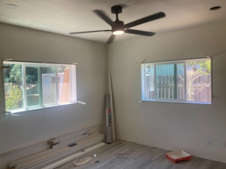 Windows and interior finish work in ADU