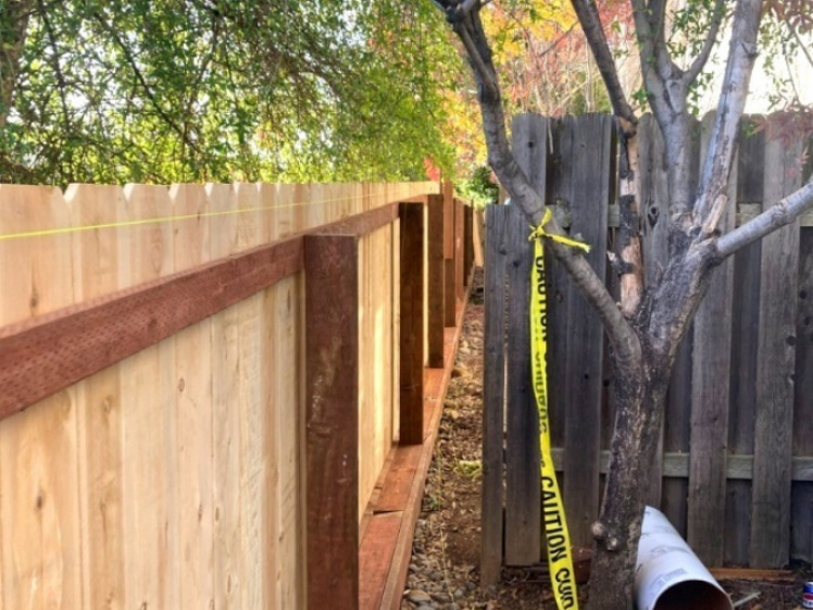 Completed fencing with fresh cedar boards