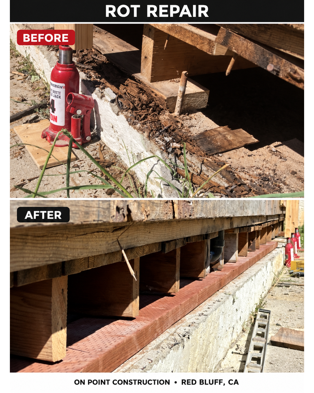 Before and after rot repair