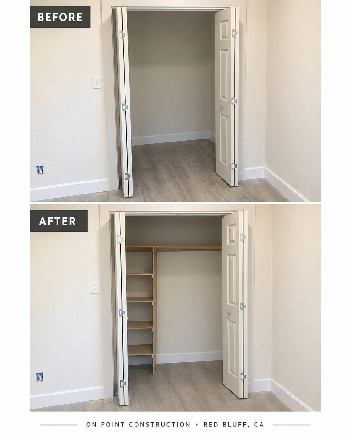 Before and after bedroom closet remodel